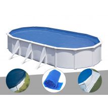 Gre - Kit piscine acier blanc Gré Fidji ovale 6,34 x 3,99 x 1,22 m + Bâche hiver + Bâche à bulles + Tapis de sol Blanc, en Acier - Garantie 2 ans