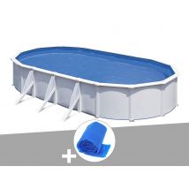 Gre - Kit piscine acier blanc Gré Fidji ovale 6,34 x 3,99 x 1,22 m + Bâche à bulles Blanc, en Acier - Garantie 2 ans