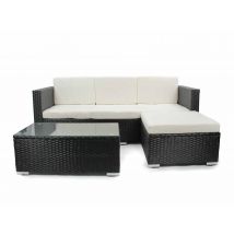 Jardideco - Salon de jardin en résine tressée Camiri 4 places Noir Noir Coussins:Inclus Dimensions canapé (L x l x H):180 x70 x 60 cm Dimensions chais