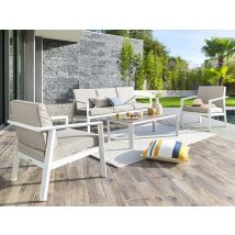 Hesperide - Salon de jardin en alu Pavane 5 places blanc - Hespéride Blanc Coussins:Inclus Dimensions canapé (L x l x H):185 x 73 x 63 cm Dimensions c
