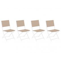 Hesperide - Lot de 4 chaises de jardin pliante métal Modula Blanc et Lin- Blanc Dimensions (L x l x H):52 x 46 x 87 cm Empilable:Non Garantie:2 ans G