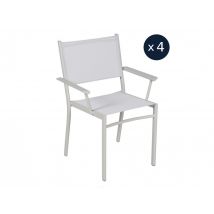 Fermob - 4 fauteuils Bridge de jardin structure aluminium Costa Gris argile