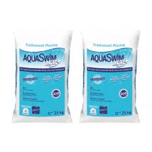Aquaswim - Lot de 2 sacs de sel de piscine Acti+ Multifonctions 25 kg Blanc, en NC - 50 kg