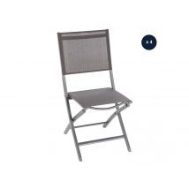 Hesperide - Lot de 4 chaises de jardin en aluminium pliables wengé/tonka Essentia - Hespéride Brun Dimensions (L x l x H):45 x 57 x 90 cm Empilable:No
