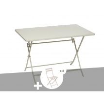 Hesperide - Table de jardin rectangle Greensboro 110 x 70 cm Argile avec 4 chaises - Hespéride Argile Dimensions (L x l x H):110 x 70 x 71 cm Extensib