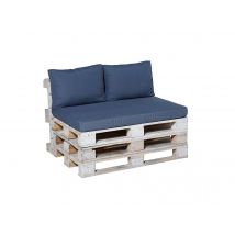 Madison - Lot de 1 coussin palette + 2 coussins palettes pour dossier Panama Safier Blue Bleu Déhoussable:Oui Forme:Rectangle Marque:MADISON Matière(s