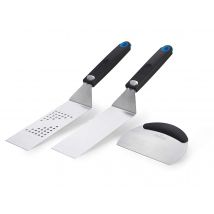 Napoleon - Set 3 ustensiles à plancha: 2 spatules flexibles & un coupe légumes- Gris Marque:NAPOLÉON Matière(s):Acier Type de produit:Spatule, en Aci