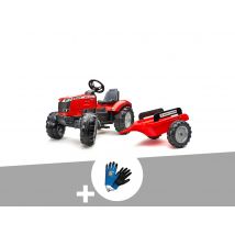 Falk - Tracteur enfant Massey Ferguson 3 à 7 ans + Gants