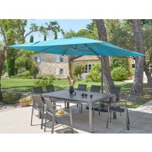 Hesperide - Parasol déporté rectangulaire Melhia bleu canard - 4 x 3 m - Hespéride Bleu Diamètre du mât:93 x 74 mm Dimensions de la toile:4 x 3 m Form