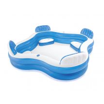 Intex - Piscine gonflable avec sièges Bleu, en PVC - 229 x 229 x 66 cm