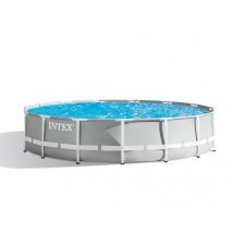 Intex - Piscine tubulaire ronde Prism Frame 4,57 x 1,22 m Gris, en PVC - Garantie 2 ans - Installation Piscinéco sur Demande