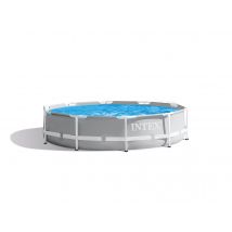 Intex - Piscine tubulaire Prism Frame ronde 3,05 x 0,76 m Gris, en PVC - Garantie 1 an - Installation Piscinéco sur Demande