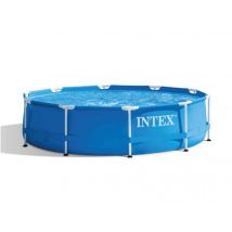Intex - Kit piscine tubulaire Metal Frame ronde 3,05 x 0,76 m + 6 cartouches de filtration Bleu, en PVC - Garantie 1 an - Installation Piscinéco sur