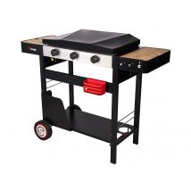 Somagic - Plancha gaz sur chariot 3 brûleurs Solia 350 Noir Dimensions (L x l x H):112,5 x 47,5 x 88,5 cm Dimensions colis (L x l x H):103 x 51 x 23 c