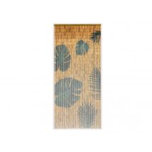 Morel - Rideau de porte Bâtonnets de bambou peints, dessin feuilles monstera et palmier90 x 200 cm Vert Forme:Rectangle Hauteur:200 cm Largeur:90 cm M