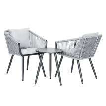 Jardiline - Salon de jardin détente en aluminium et corde tressée gris Amorgos2 places Gris Coussins:Inclus Dimensions chaise(s), en Aluminium - Garan
