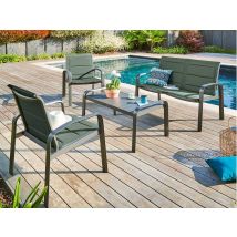 Hesperide - Salon de jardin en aluminium Elyn 4 places Olive/Graphite - 4 places - Hespéride Olive Coussins:Non inclus Dimensions canapé (L x l x H):1