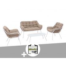 Hesperide - Salon de jardin en aluminium Paopao Blanc + Housse - 4 places - Hespéride Blanc Coussins:Inclus Dimensions canapé (L x l x H):125 x 74 x 7