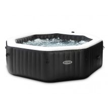 Intex - Kit spa gonflable PureSpa Carbone octogonal Bulles et Jets 6 places + Kit d'entretien Noir, en Vinyle - 218 x 218 x 71 cm - Garantie 2 ans -