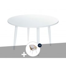 Jardiline - Ensemble de Table à manger en alum blanc Capri et 4 chaises de jardin Comores Blanc Dimensions (L x l x H):125 x 125 x 73 cm Forme:Ronde G