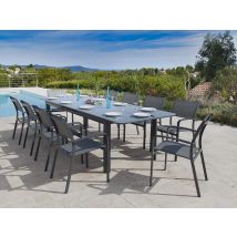 Jardiline - Table de jardin Milos extensible en aluminium pour 8/10 personnes Gris Dimensions (L x l x H):240 x 100 x 76 cm Extensible:Oui Forme:Recta