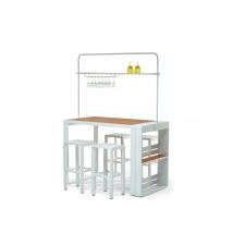 Jardiline - Ensemble table de bar Cannes + 4 tabourets empilables