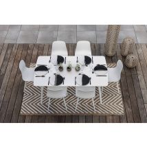 Jardiline - Table de jardin rectangulaire en aluminium blanc Corfou avec 4 chaises Corfou4 places Blanc Dimensions (L x l x H):160 x 90 x 74 cm Extens