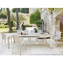 Hesperide - Table de jardin rectangulaire extensible alu Evasion 8/10 places lin et argile - Hespéride Lin, en Aluminium Nombre de places:8 - 274 x 11