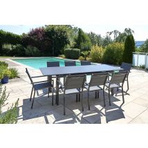 Jardiline - Table à manger d'extérieur extensible en aluminium gris Ibiza anthracite6/8 places Anthracite Dimensions (L x l x H):180 x 100 x 75 cm Di