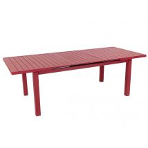 Jardiline - Table rectangulaire extensible Santorin 8/10 personnes en aluminium finition uni terracotta avec 10 fauteuils Rouge Dimensions (L x l x H)