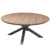 Hesperide - Table de jardin ronde alu/acacia Oriengo Graphite - 8 places - Hespéride Graphite Dimensions (L x l x H):160 x 160 x 75,5 cm Extensible:No