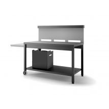 Forge Adour - Table pour plancha roulante avec crédence acier noir et gris clair - FORGE ADOUR Noir Dimensions (L x l x H):122,6 x 64,8 x 114 cm Marqu