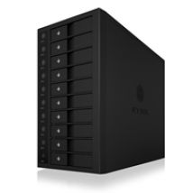 Ulkoinen SINGLE-järjestelmä 10 x 3.5" SATA-kiintolevylle, USB 3.2 Gen2, musta