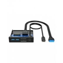 3.5" etupaneeli, 2x USB-C + 2x USB-A + MicroSD / SD-kortinlukijat, musta