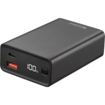 20 000 mAh Travel Powerbank, USB-C PD 65W, USB-A, musta