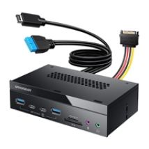 5.25" etupaneeli, 2x USB-C + 2x USB-A + MicroSD / SD-kortinlukijat + 3,5mm ääni, musta