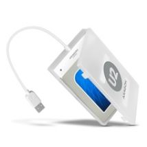 Ulkoinen kotelo 2.5" SATA II 3G SSD/HDD-levylle, 2.0 USB-A, valkoinen