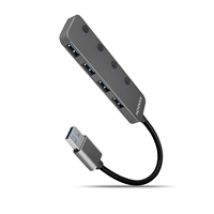 3.2 Gen1 USB-A -hubi, 4x USB-A porttien sulkutoiminnolla, lisävirralla, 0,2m, harmaa