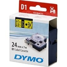 D1 merkkausteippi 24mm, nylon, keltainen/musta teksti, 7m