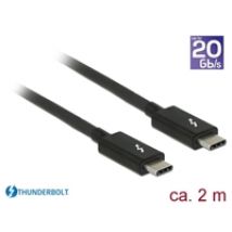 Thunderbolt 3 (20Gb/s) USB-C -kaapeli, uros -> uros, passiivinen, 2m, 3A, musta