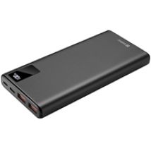 10 000 mAh Powerbank, USB-C PD 20W, 2x USB-A  musta