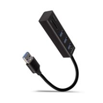 3-porttinen 3.2 Gen1 USB-A -hubi, kortinlukijalla, 0,2m, musta