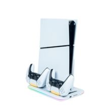 Vertical USB / Cooling Fan Stand for PS5 Slim, pelikonsolin pysty- ja jäähdytysalusta, valkoinen