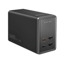26 800mAh varavirtalähde, 2x USB-C PD 100W, 2x USB-A , musta