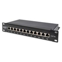 10" Cat6a Patch Panel, 12-porttinen kytkentäpaneeli, musta