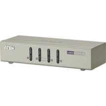 KVM-kytkin, 1 pääte ohjaa 4 tietokonetta, VGA/USB/ääni, hopea