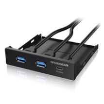 3.5" etupaneeli, 2x USB-C + 2x USB-A, musta