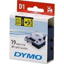 D1 merkkausteippi 19 mm, keltainen/musta teksti, 7 m