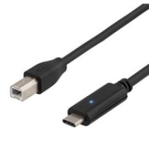 USB-C - USB-B -kaapeli, 2m, musta