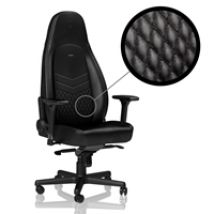 ICON Gaming Chair - Real Leather, nahkaverhoiltu pelituoli, musta